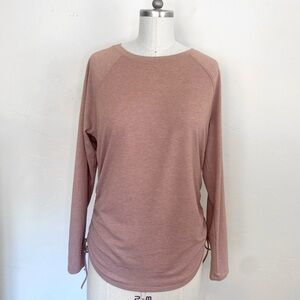 Apana Side-Ruched L Women's Workout Top in Dusty Rose Yoga Shirt Pilates Top Her